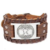 Bracelet Large Arbre de Vie Celtique en Cuir Tressé - Biloria