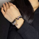 Bracelet Lotus Agate Obsidienne Double Tour Décoration Intérieure - Biloria
