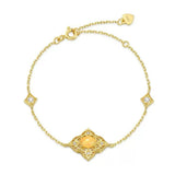 Bracelet Opale Naturelle Argent Plaqué Or 10K Lumière Bohème - Biloria