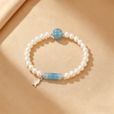 Bracelet Perle Aigue-marine Argent 925 Enfant Maman - Biloria