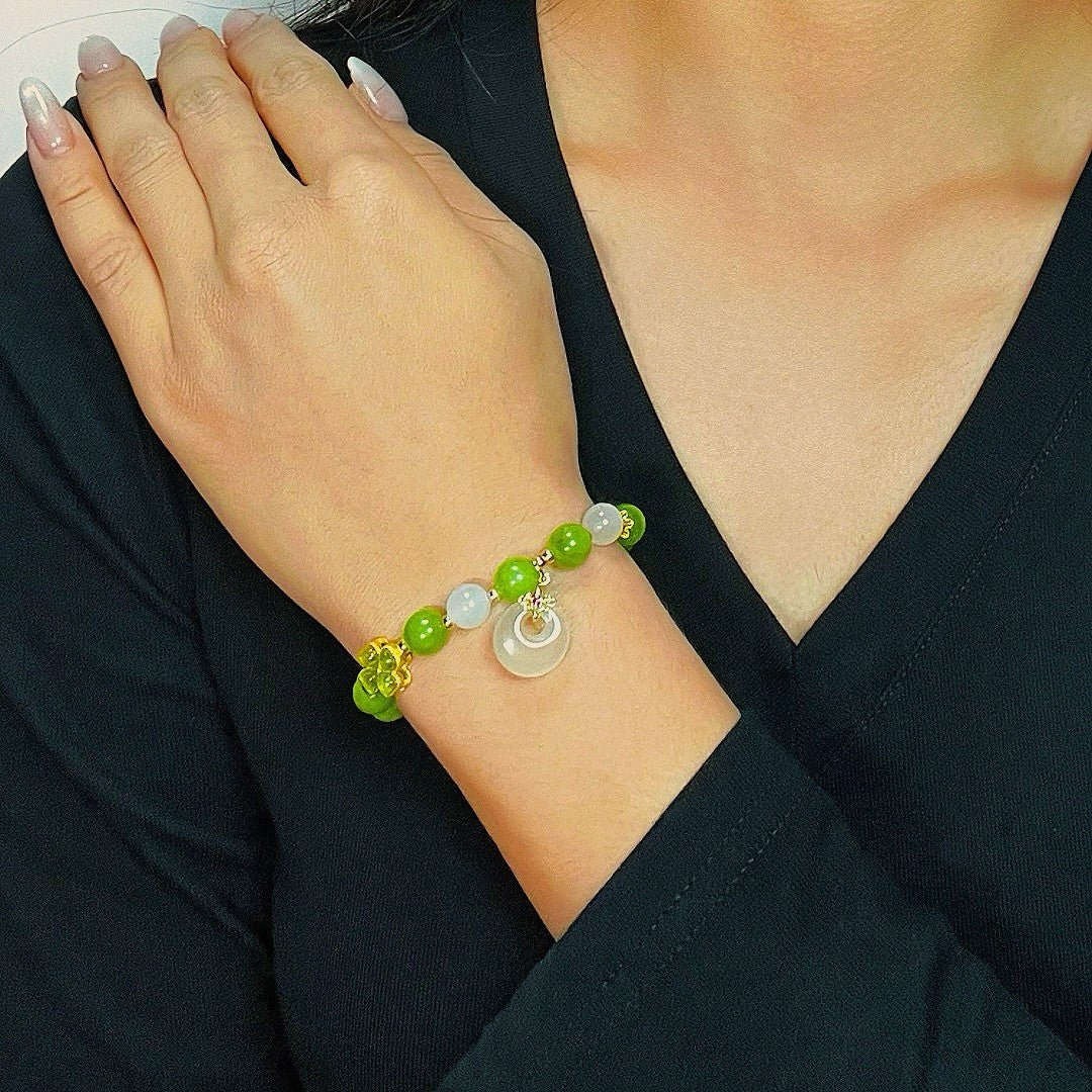 Bracelet porte-bonheur en Tourmaline Verte et Jade - Biloria