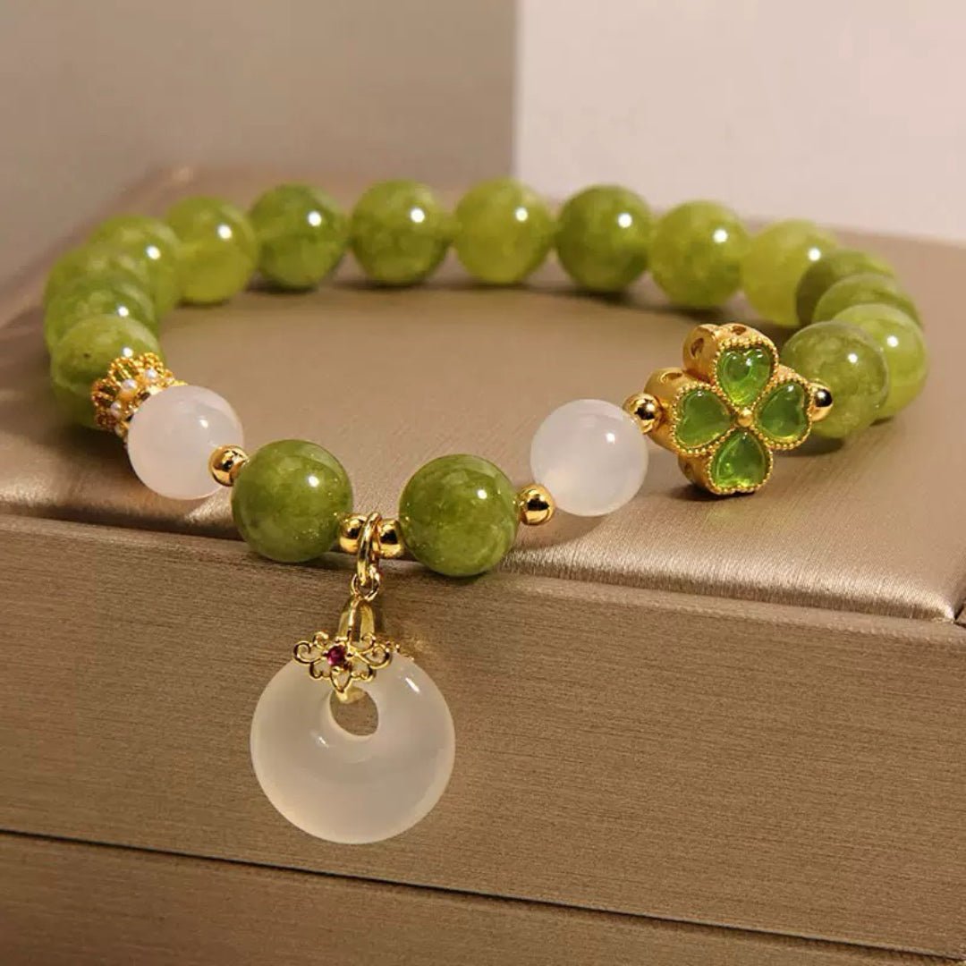Bracelet porte-bonheur en Tourmaline Verte et Jade - Biloria