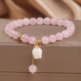 Bracelet Quartz Rose Tulipe - Bijou Cœur et Amour - Biloria