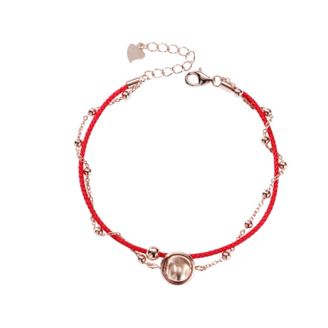 Bracelet Roue de la Chance Cordon Rouge Argent Plaqué Or - Biloria