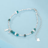 Bracelet Topaze Bleue Poisson Argent 925 Ajustable - Biloria