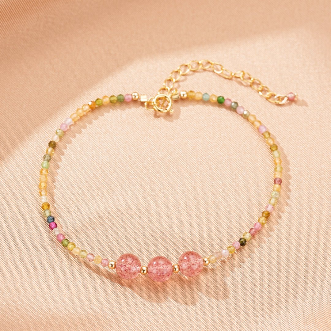 Bracelet Tourmaline et Quartz Fraise pour un Bien-être Émotionnel - Biloria