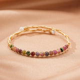 Bracelet Tourmaline Multicolore – Argent Plaqué Or 14K - Biloria