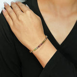 Bracelet Tourmaline Multicolore – Argent Plaqué Or 14K - Biloria