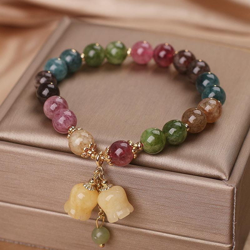 Bracelet Tourmaline Multicolore et Muguet de Mai - Biloria