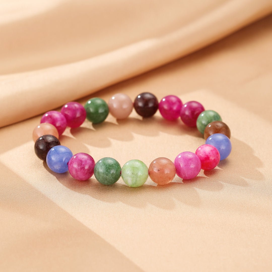 Bracelet Tourmaline Multicolore et Perle – Équilibre et Protection - Biloria