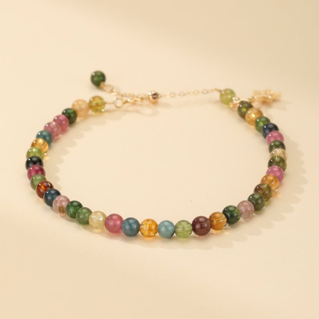 Bracelet Tourmaline Multicolore Plaqué Or 14k - Biloria