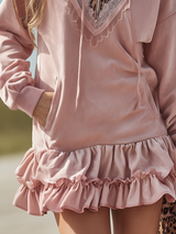 Retro Western-style Leopard Print Lapel Faux Suede Mini Dress