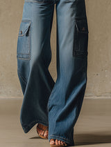 Retro Multi-pocket Workwear Denim Pants