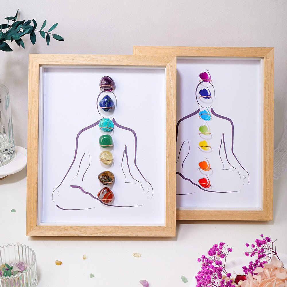 Cadre 7 Chakras en Pierres Naturelles pour Méditation et Décoration - Biloria