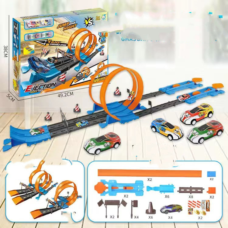 Sling Shot Racing Car Track – Kids Dual Launcher Loop Race Set