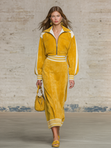 Elegant Edgy Urban-style Lapel Faux Suede Shirt And Skirt Set