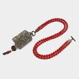 Collier Agate Noir Cigale Laiton Bambou de Mer Vintage - Biloria