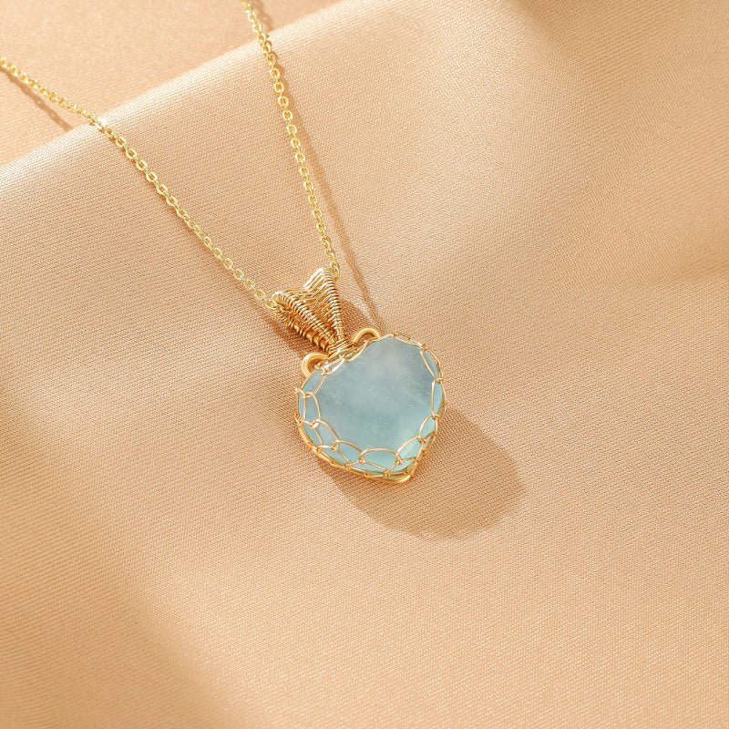 Collier Aigue-Marine Cœur Océanique – Bijou Nature - Biloria