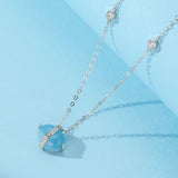 Collier Aigue Marine en Argent Plaqué Or 14K – Méditation et Sérénité - Biloria