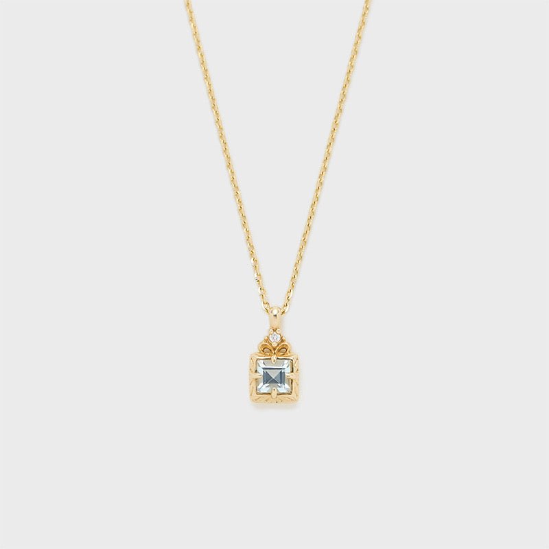 Collier Aigue Marine et Zircon en Argent Plaqué Or – Taille Réglable - Biloria