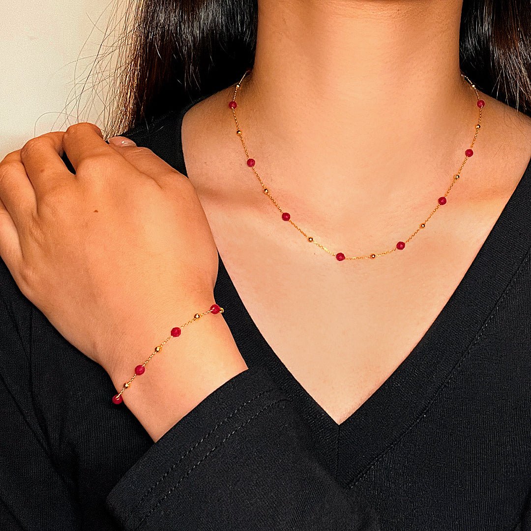 Collier Cornaline Rouge feu Argent 925 Bien-être Émotionnel - Biloria