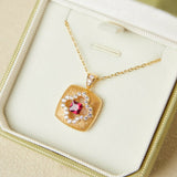 Collier Cornaline Trèfle Quatre Feuilles Argent Plaqué Or - Biloria