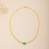 Collier Émeraude Diadème Royal, Argent Plaqué Or – Cadeau Spirituel - Biloria