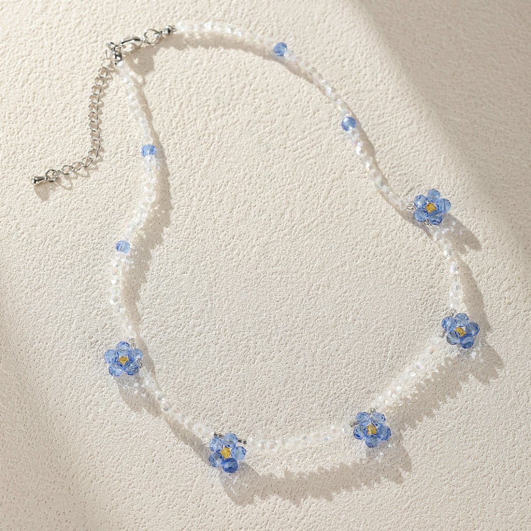 Collier Enfant Fleur de Cristal Rose Bleu Violet - Biloria