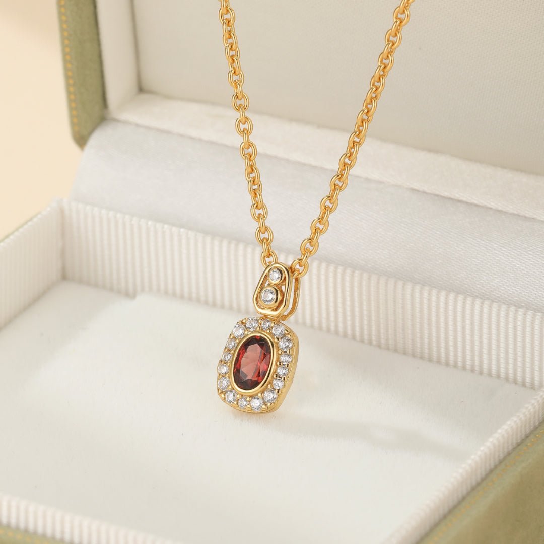Collier Grenat Brise Douce Argent Plaqué Or - Harmonie Feng Shui - Biloria