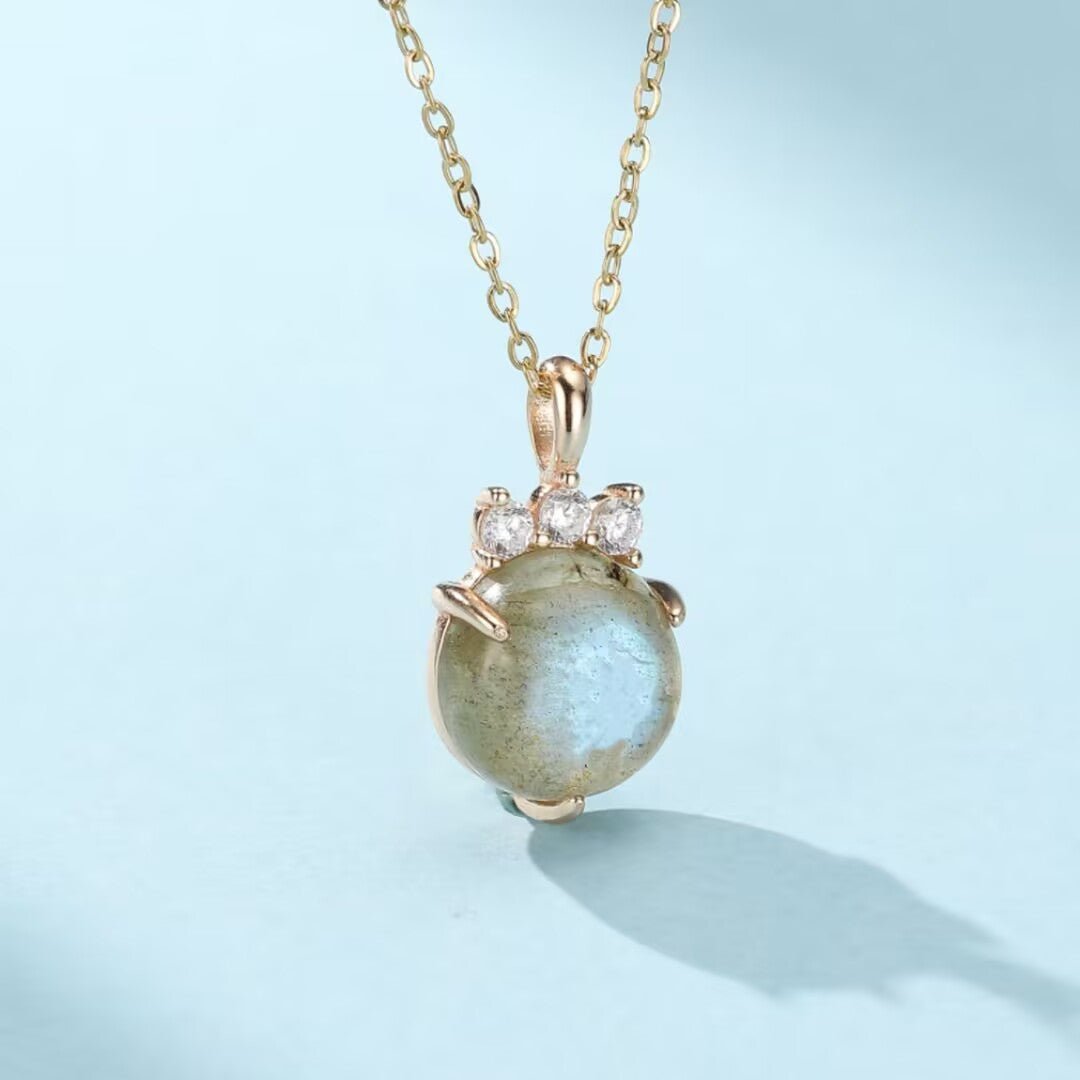Collier Labradorite Argent Plaqué Or, Bijou Mystique - Biloria