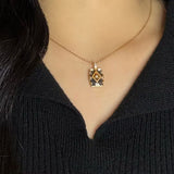 Collier Labradorite Aurore Argent Plaqué Or Bijou Mystique - Biloria