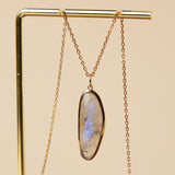 Collier Labradorite Élipse Protectrice – Argent Plaqué Or - Biloria