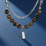 Collier Œil de Tigre Homme avec Chaîne Acier - Biloria