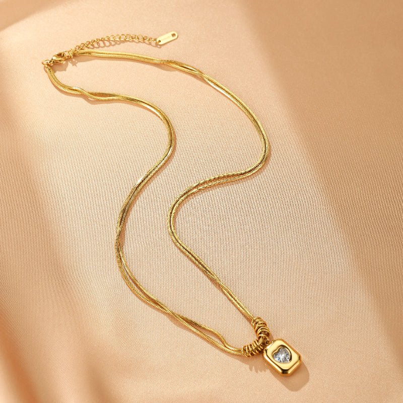 Collier Pendentif Cœur Scintillant en Zircon - Biloria