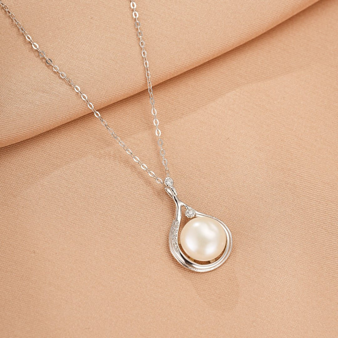 Collier Perle et Zircon Goutte Royale en Argent 925 - Biloria