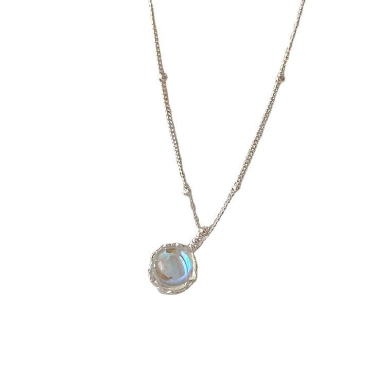 Collier Pierre de Lune 7mm Argent S925 – Bijou Féminin - Biloria