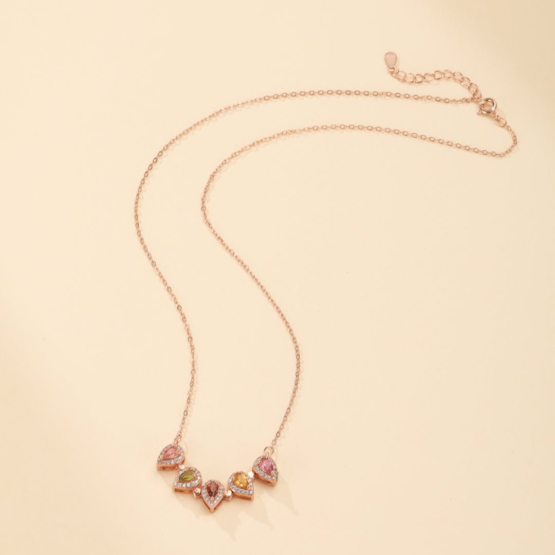Collier Trèfle Tourmaline Zircon Argent Plaqué Or - Biloria