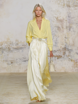 Elegant And Comfortable Chiffon Blouse And Satin Skirt Set