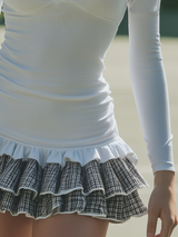 High-quality Charming Sporty Retro-style Waffle-knit Mini Dress