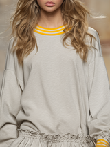 Stylish Sporty Contrasting Trim Round Neckline Mini Dress