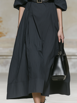 Stylish High-neck Off-the-shoulder A-line Midi Dress