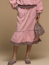 Retro Sporty Faux Suede Sweatshirt And Skirt Set