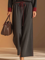 Casual, Retro-style Dark Gray Cotton Sweatshirt And Pants Set