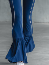 Sporty Style Blue Yoga Fabric With White Webbing Trim Set