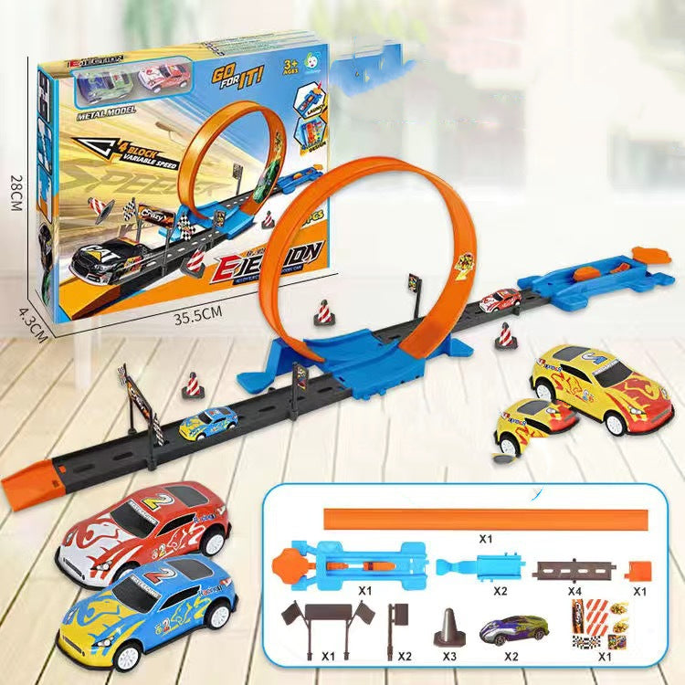 Sling Shot Racing Car Track – Kids Dual Launcher Loop Race Set