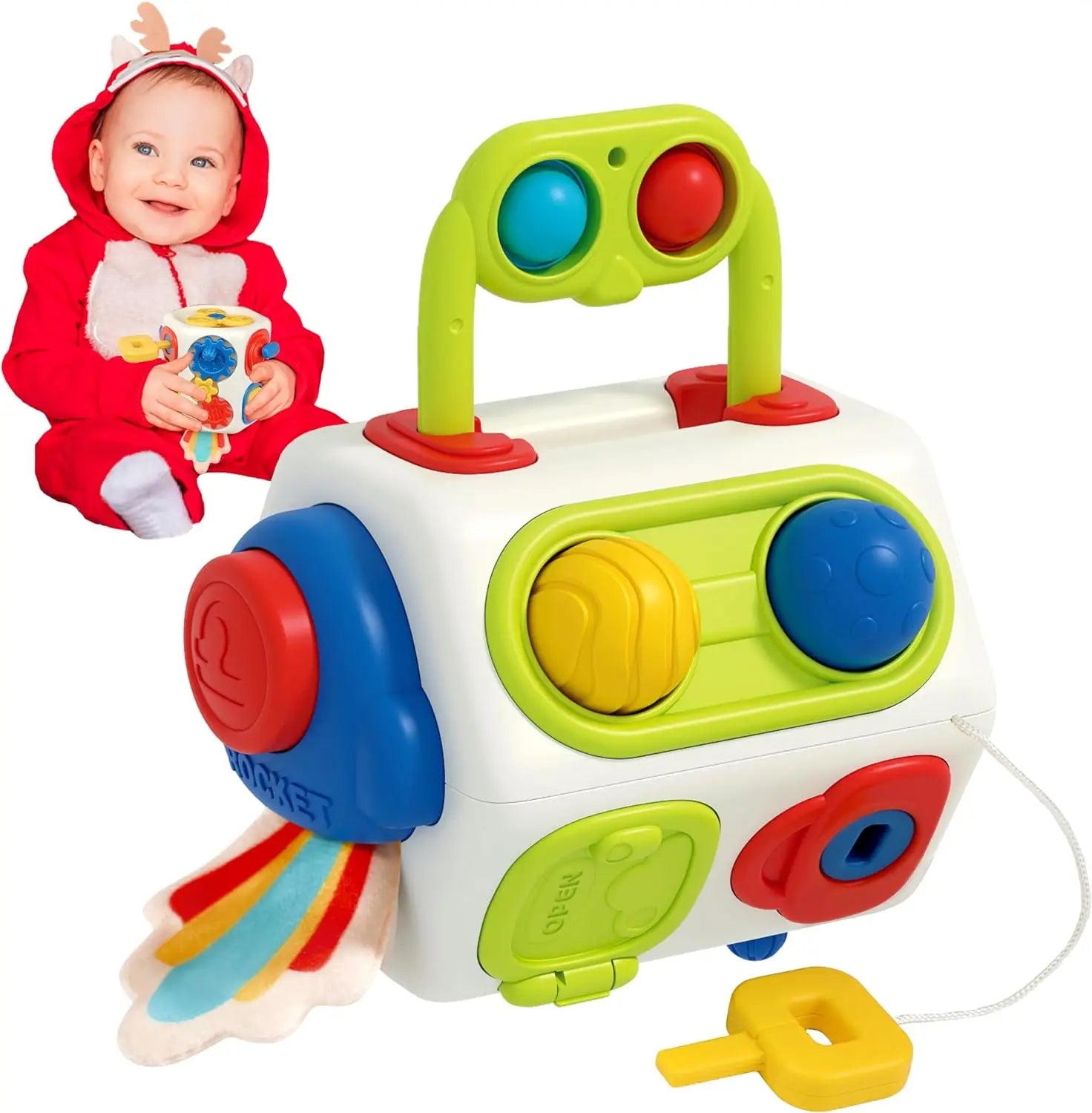 9-in-1 Busy Cube for Toddlers – Montessori Sensory Activity Toy for Ages 1–3