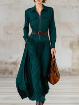 Elegant Vintage Western-style Emerald Green Maxi Dress