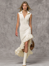 Elegant Vintage-style Asymmetrical Hem Midi Dress