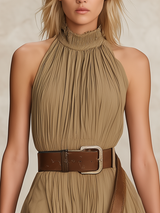 Halter-Neck Chiffon Maxi Dress