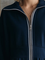 Fashionable Sporty Blue Faux Feather Embellished Mini Dress